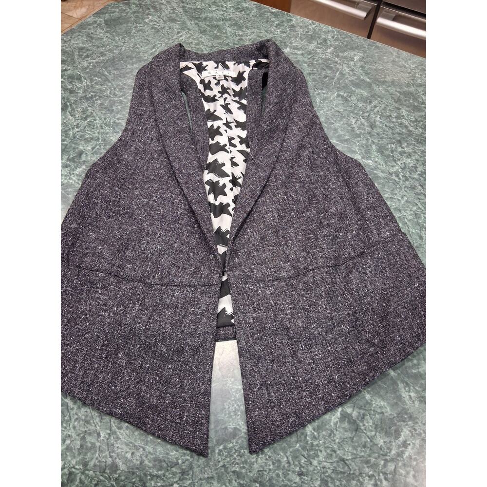 CAbi Womens Vest Marled Gray Size Small Pockets Racerback Tweed Academia Trendy